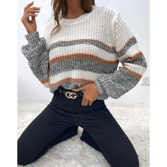 Cozy color block stripes knit sweater - Picture 5 of 5